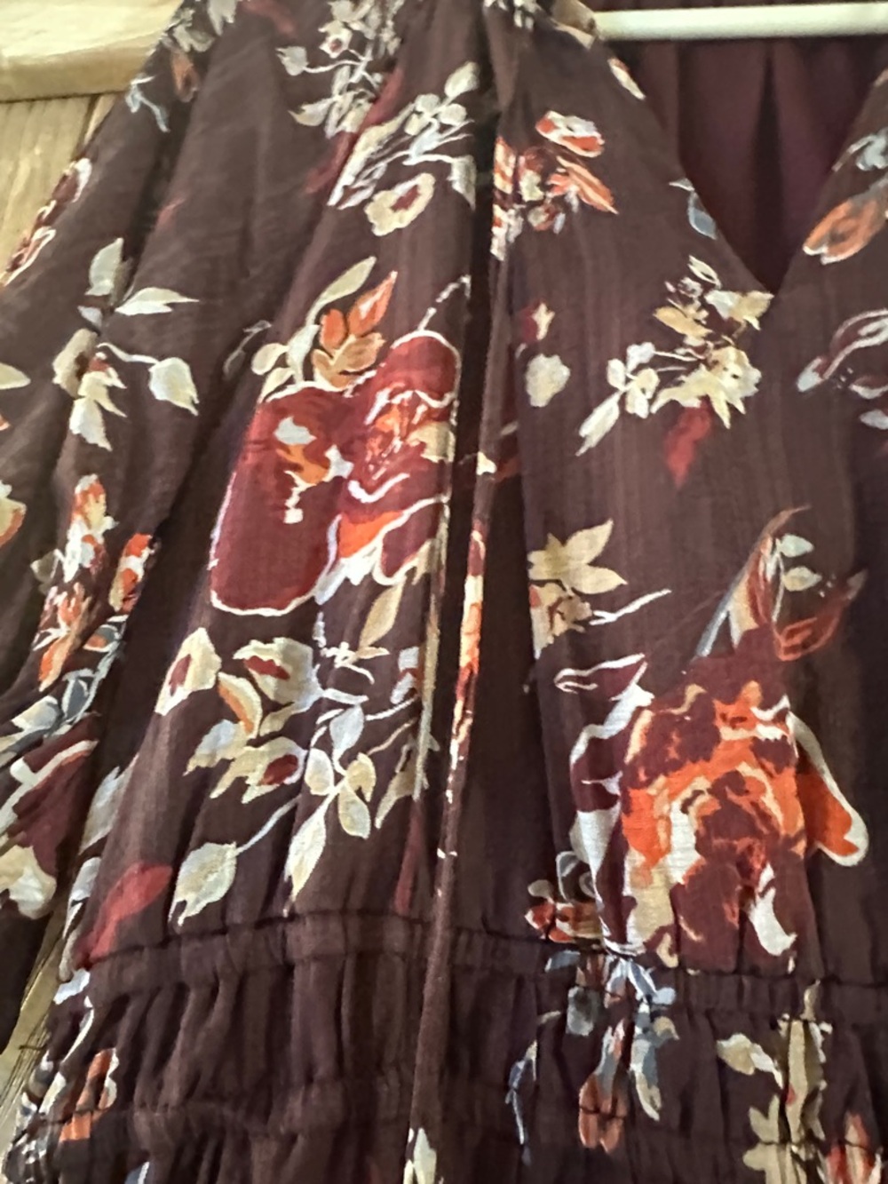 THML Burgundy Floral Ruffle-Neck Maxi - Picture 6 of 9